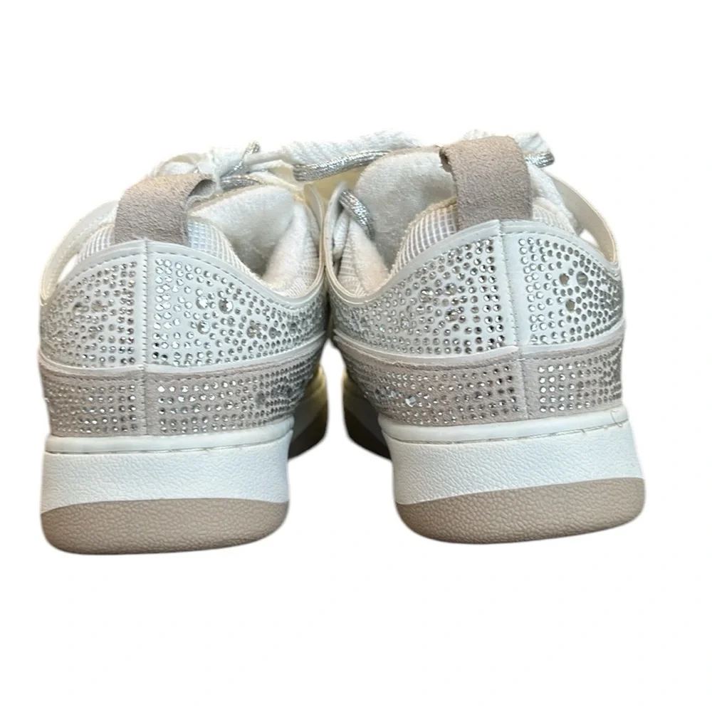 Steve Madden Roaring White Rhinestones Platform‎ Sneakers Shoes 7.5M